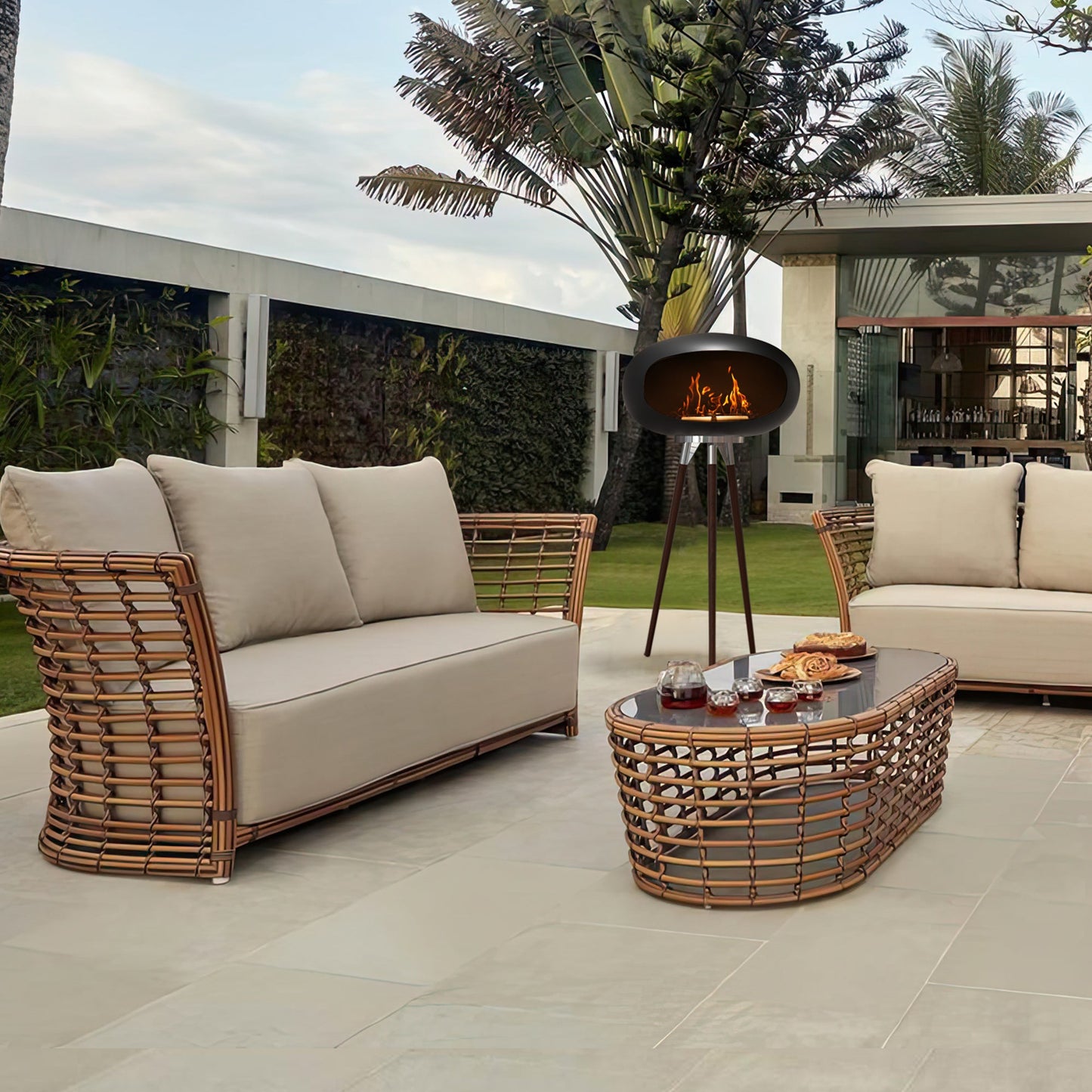 Stunning Indoor + Outdoor Tripod Cozy Rustic Ethanol Fireplace