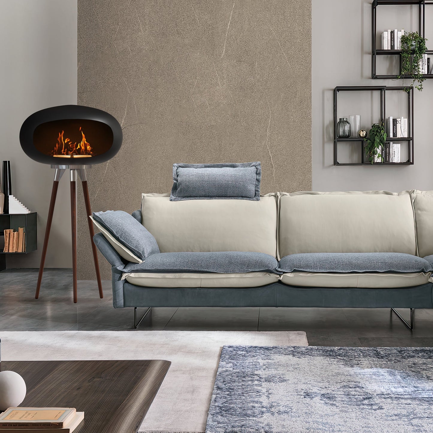 Stunning Indoor + Outdoor Tripod Cozy Rustic Ethanol Fireplace