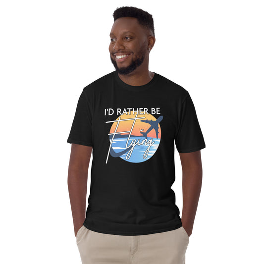 I'd Rather Be Flying Airplane Pilot Vintage Quote Short-Sleeve Unisex T-Shirt