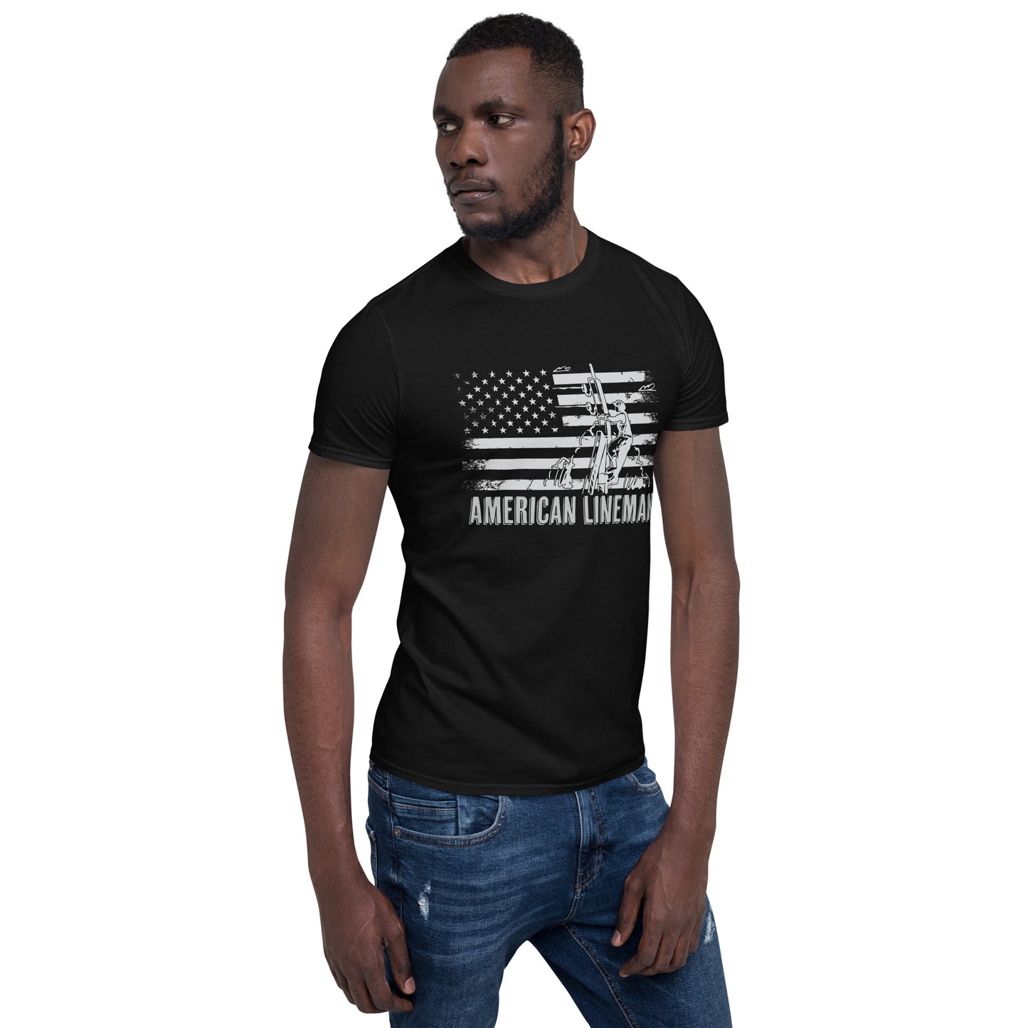 Lineman American Flag Short-Sleeve Unisex T-Shirt