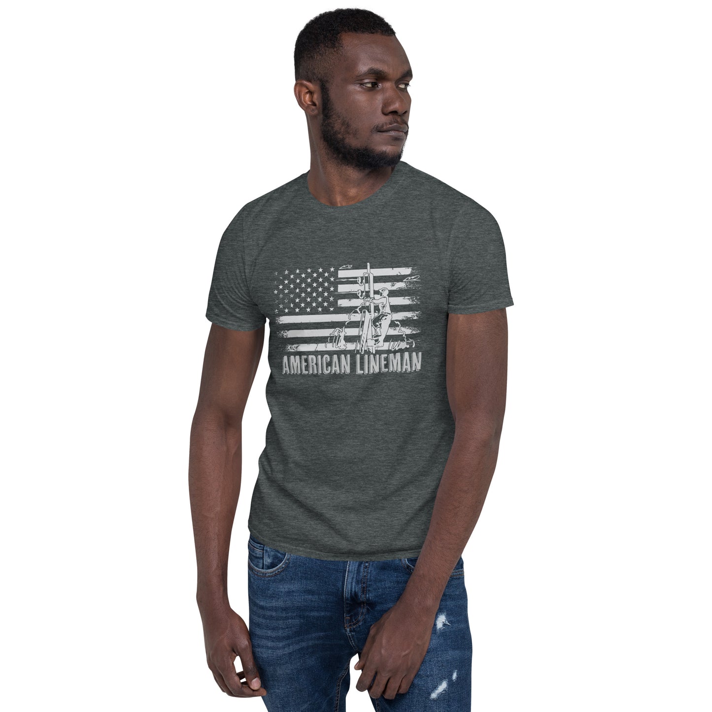 Lineman American Flag Short-Sleeve Unisex T-Shirt