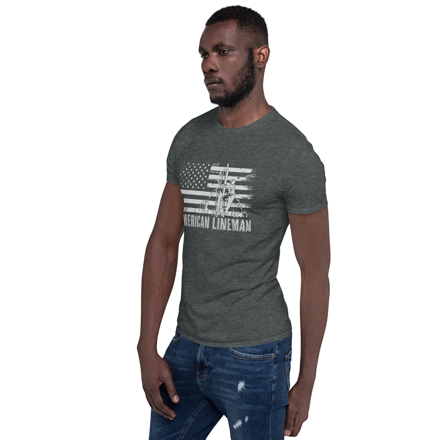 Lineman American Flag Short-Sleeve Unisex T-Shirt