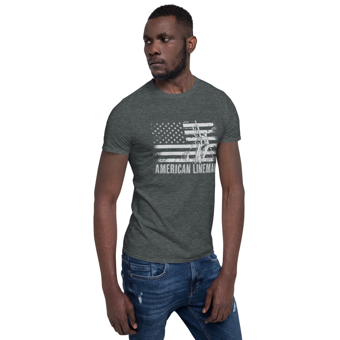 Lineman American Flag Short-Sleeve Unisex T-Shirt