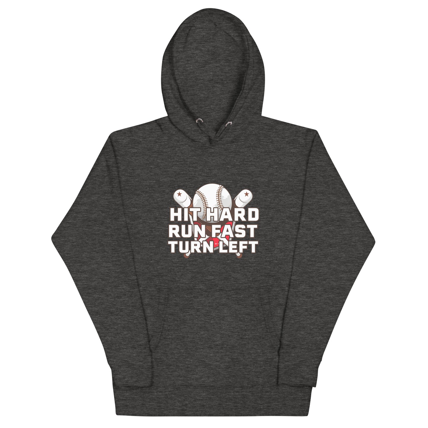 Baseball Hit Hard Run Fast Turn Left Funny Vintage Unisex Hoodie