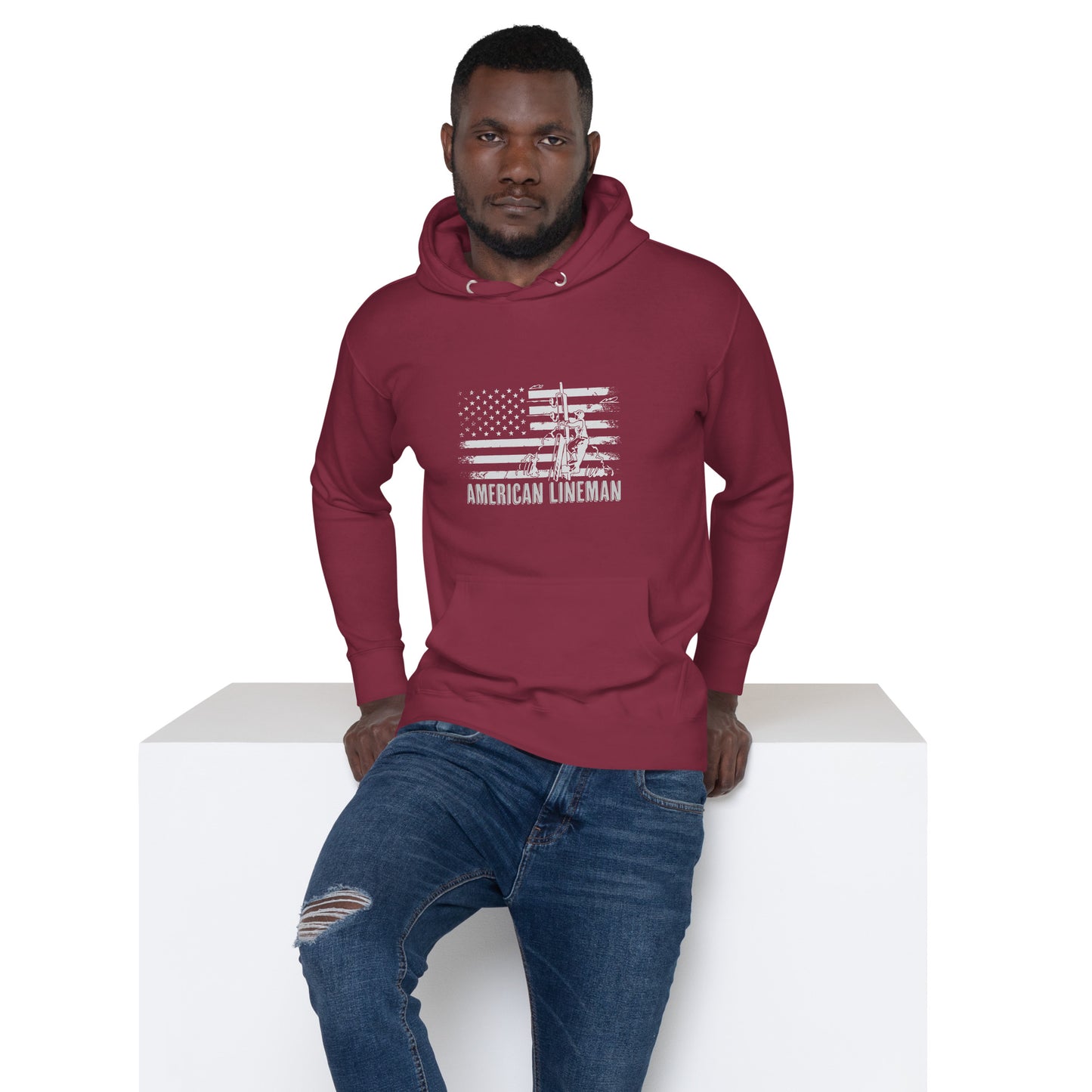 Lineman American Flag Unisex Hoodie