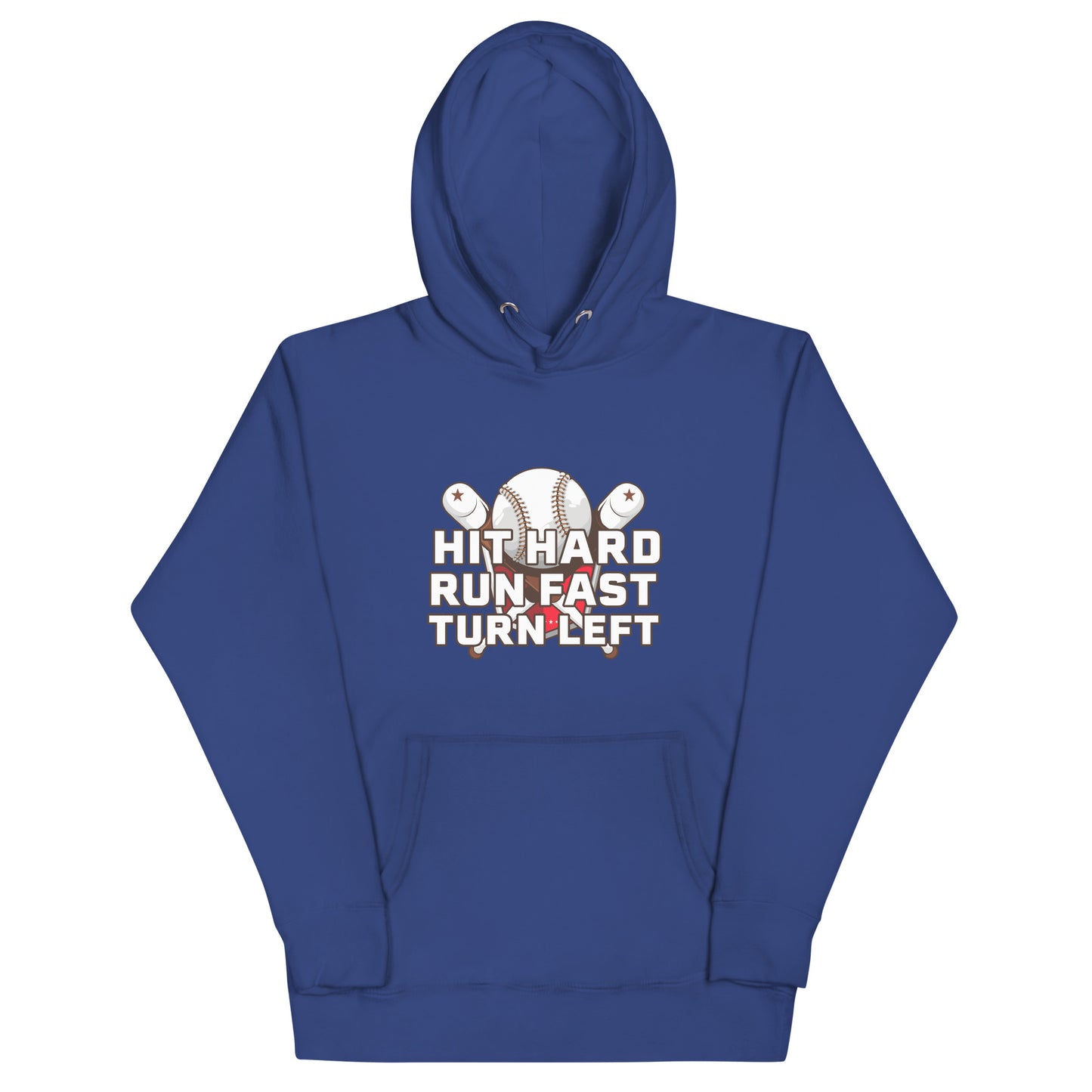 Baseball Hit Hard Run Fast Turn Left Funny Vintage Unisex Hoodie